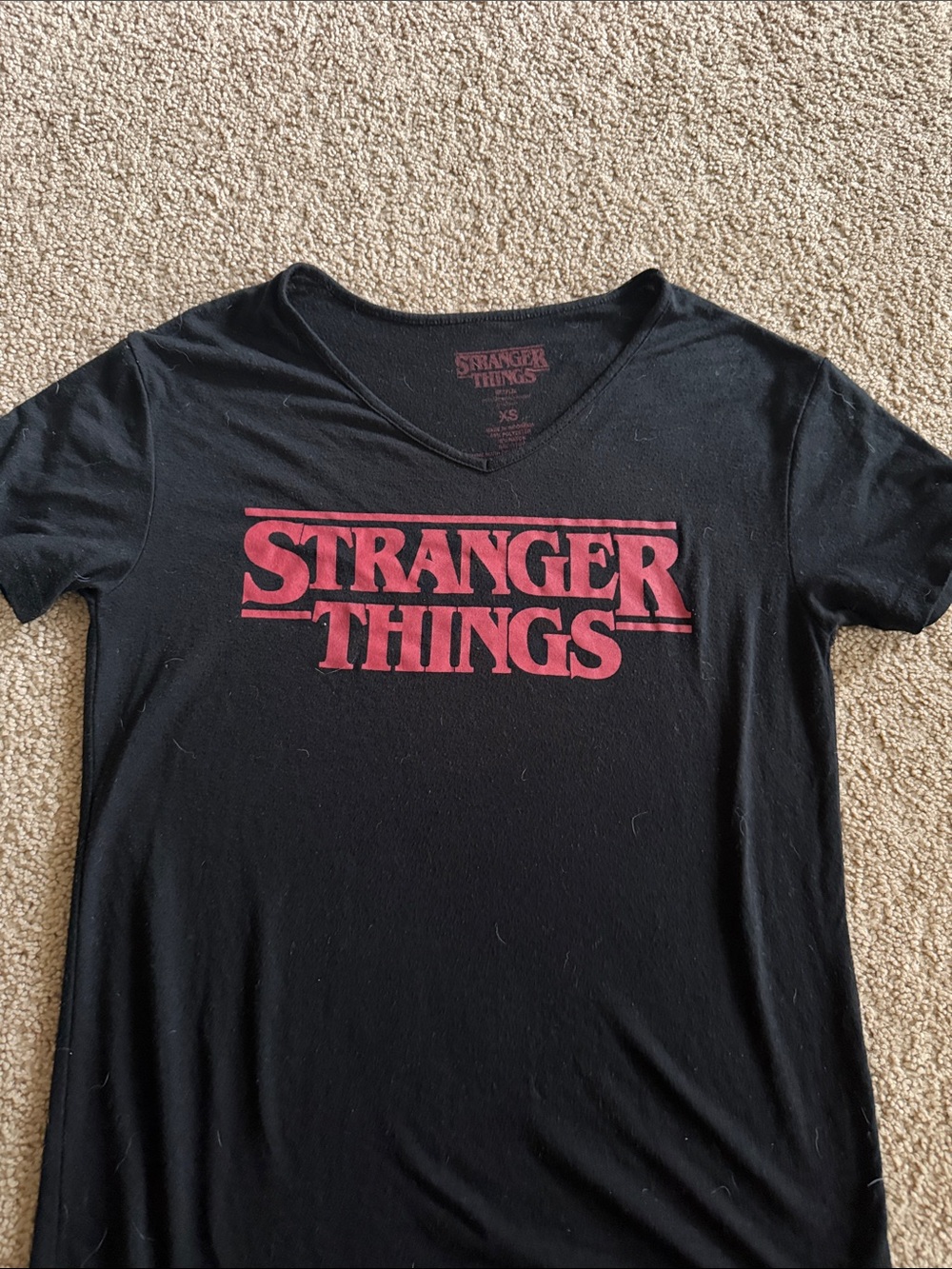 Netflix Black Short Sleeve Tee with Red Stranger Things Logo